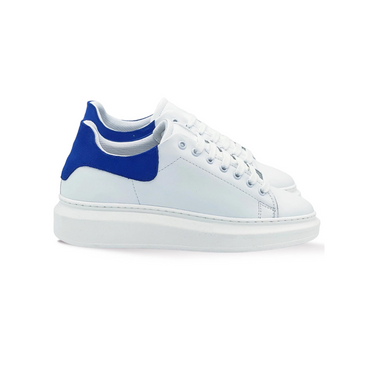 Sneakers bianche in pelle con riporto blu - FLAG STORE